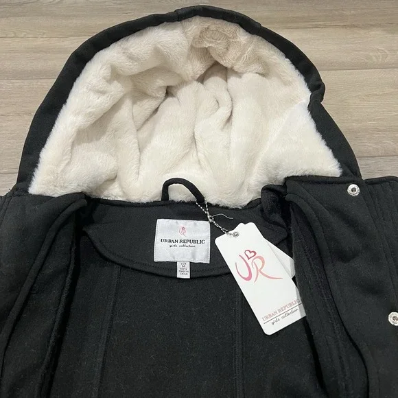 URBAN REPUBLIC Girls Insulated Sherpa Lined Jacket Coat Hooded Full Zip Sz M - Picture 4 of 16